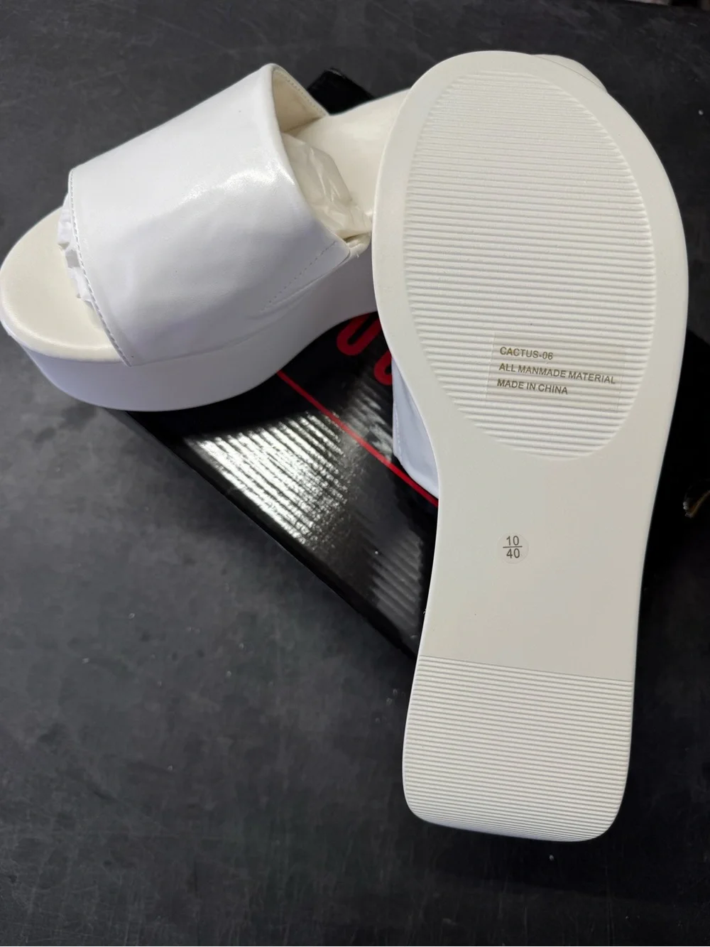 Rouge! White Platform Slide Sandals